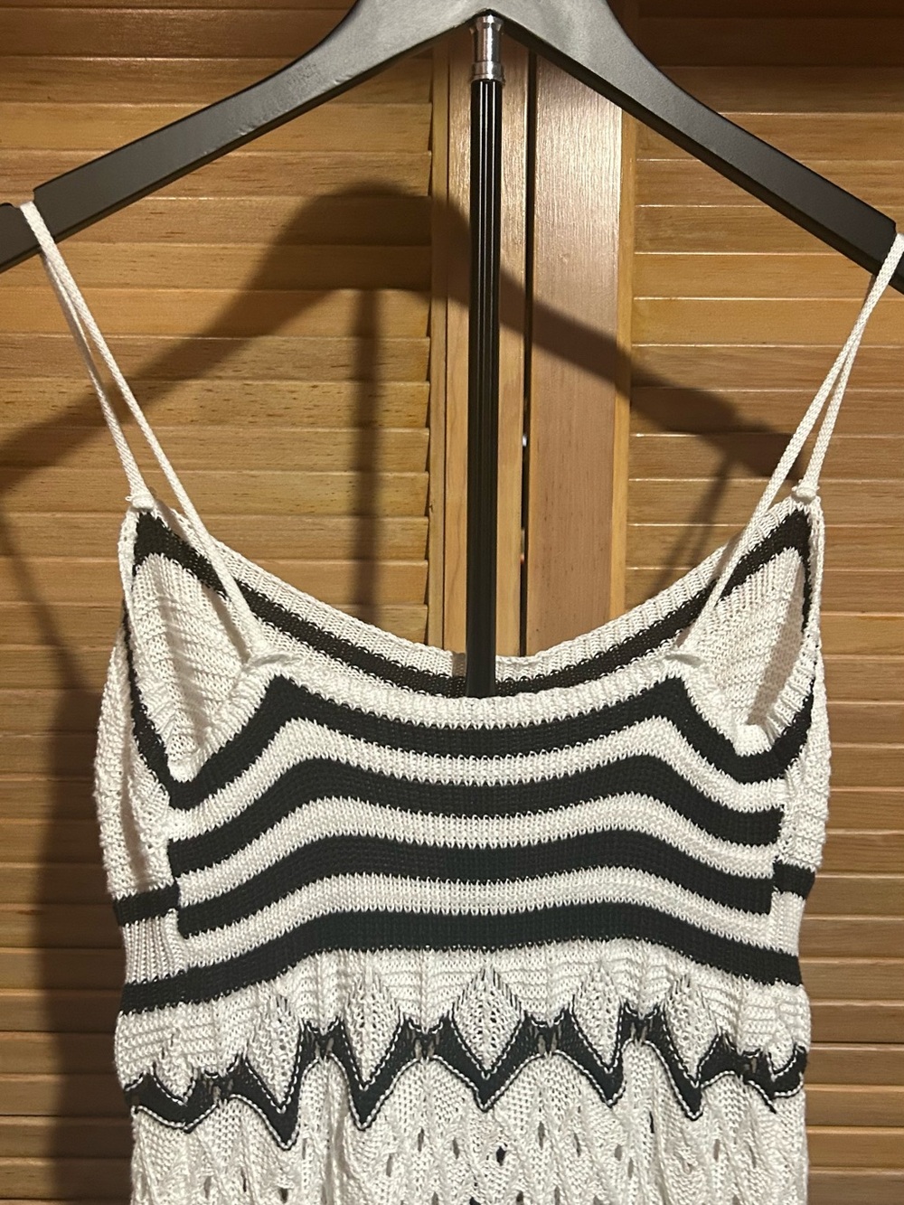 SHEIN Maxi Crochet Dress White with Black Stripes Size L - Picture 9 of 12